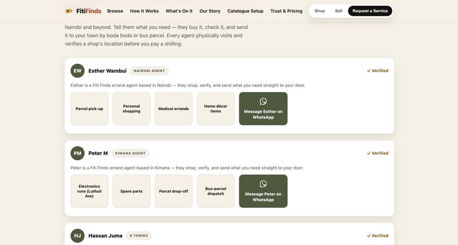 FitFinds verified errand agents across Kenya