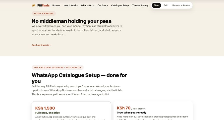 FitFinds trust and pricing: no middleman holding your pesa