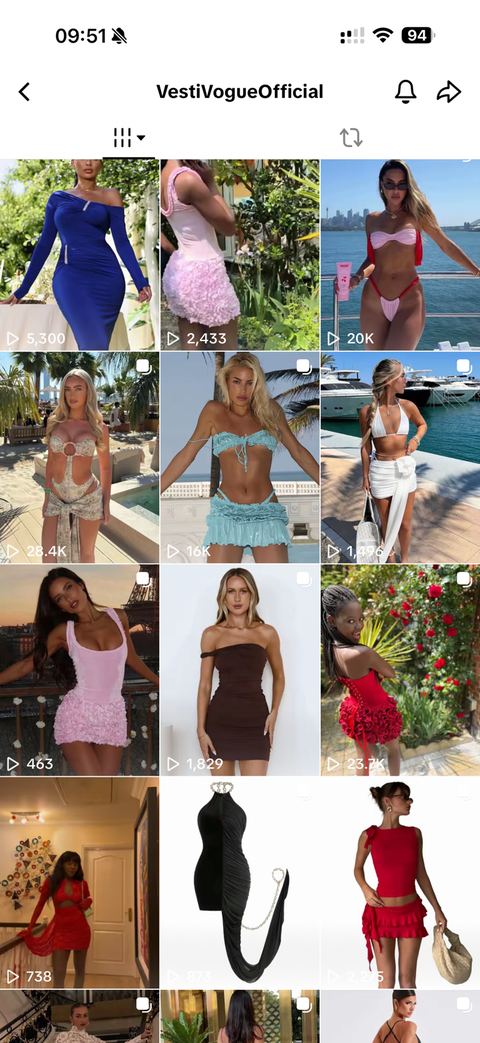 VestiVogue TikTok content grid